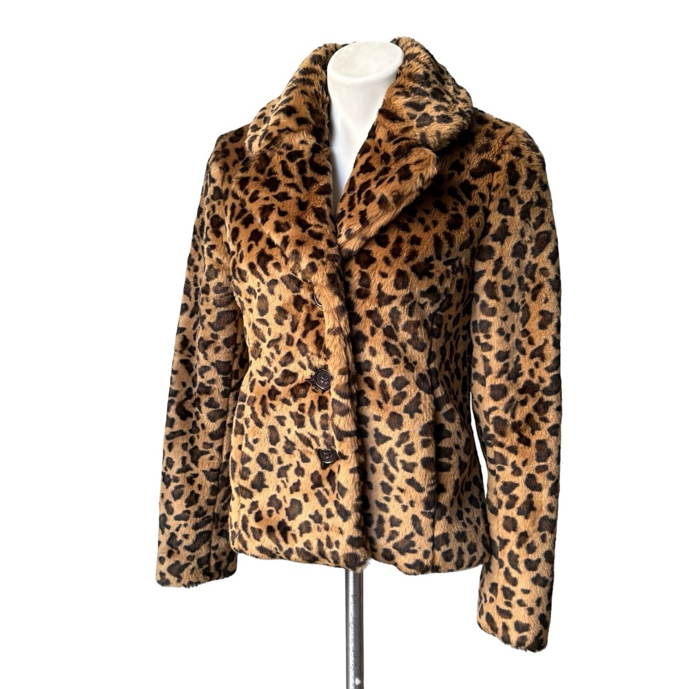 Banana Republic Y2K Safari Leopard Print Faux Fur Jacket, Sz S - Picture 6 of 15